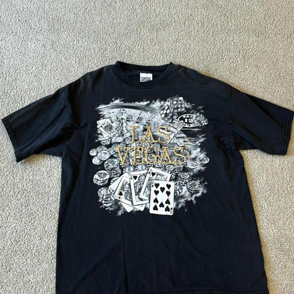 Vintage gambling casino card poker Black vintage 90s Las‎ Vegas graphic tee